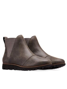 Sorel Harlow Waterproof Chelsea Boots Full Grain Leather Grey Size 8